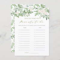 La verdure L'âge des parents Baby shower jeu