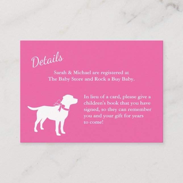 Carte D'accompagnement Labrador Chien Baby shower Rose Girl Lab (Devant)