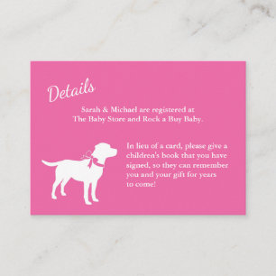 Carte D'accompagnement Labrador Chien Baby shower Rose Girl Lab
