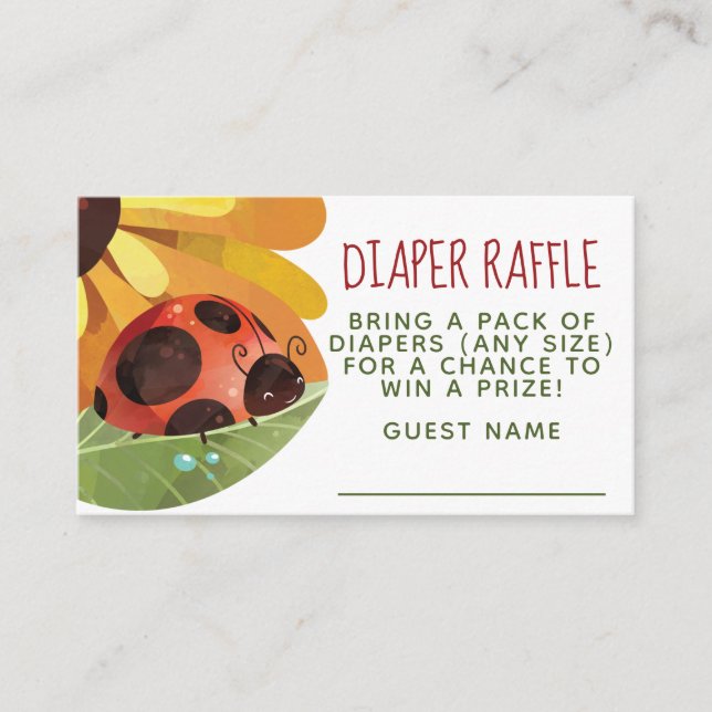 Carte D'accompagnement Lady Bug Diaper Raffle (Devant)