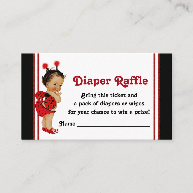 Carte D'accompagnement Ladybug Diaper Raffle Billets Ethnic Baby Girl (Devant)