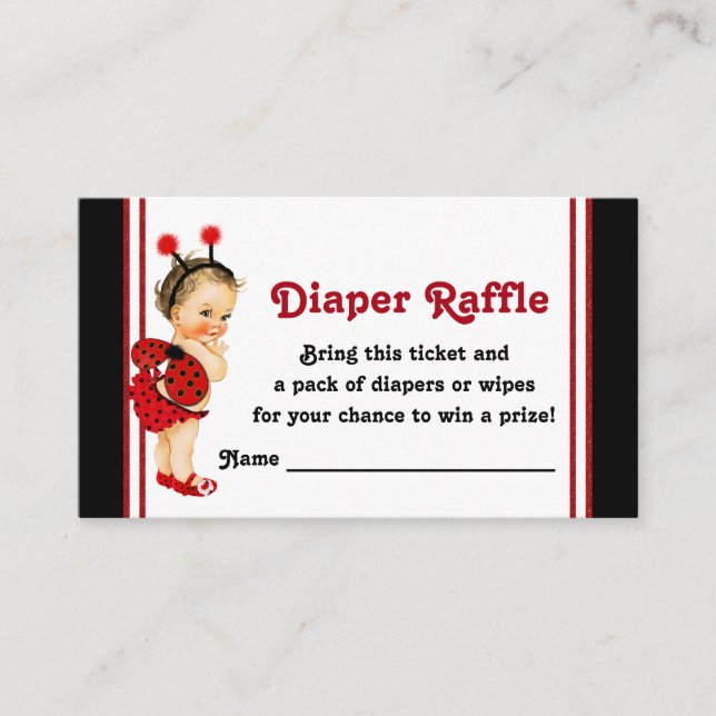 Carte D'accompagnement Ladybug Diaper Raffle Billets Fille Baby shower (Devant)