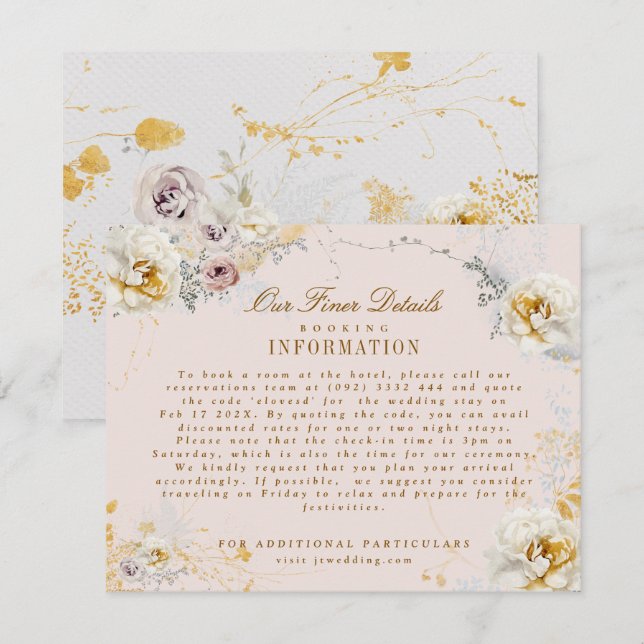 Carte D'accompagnement laine botanique lunaire mariage romantique boho (Devant / Derrière)