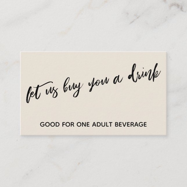 Carte D'accompagnement Laissez-nous vous acheter un verre Crème d'écritur (Devant)