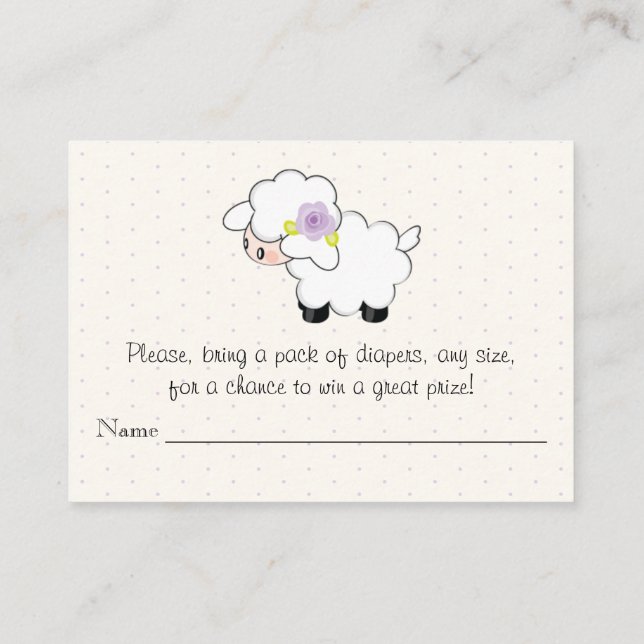 Carte D'accompagnement Lamb Floral Violet Bébé Fille Revêtement Raffle Bi (Dos)