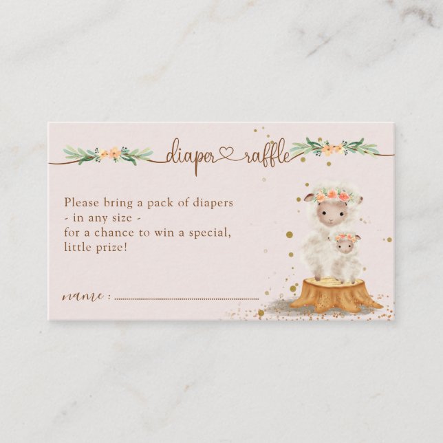 Carte D'accompagnement Lamb rose Baby shower mouton Mommy Diaper Raffe (Devant)