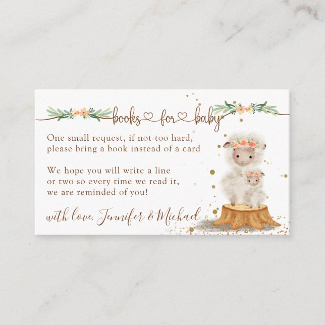 Carte D'accompagnement Lamb Sheep Nouveaux livres pour maman pour bébé (Devant)