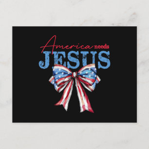 Carte D'accompagnement L'Amérique a besoin de Jésus Christian Drapeau USA