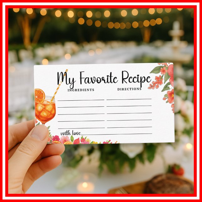 Carte D'accompagnement L'amour au premier Spritz Ma recette préférée (Créateur téléchargé)