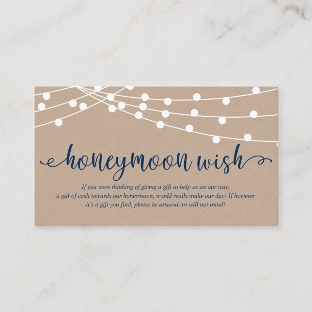 Carte D'accompagnement Lampes à cordes rustiques kraft, Fonds pour lune d (Devant)