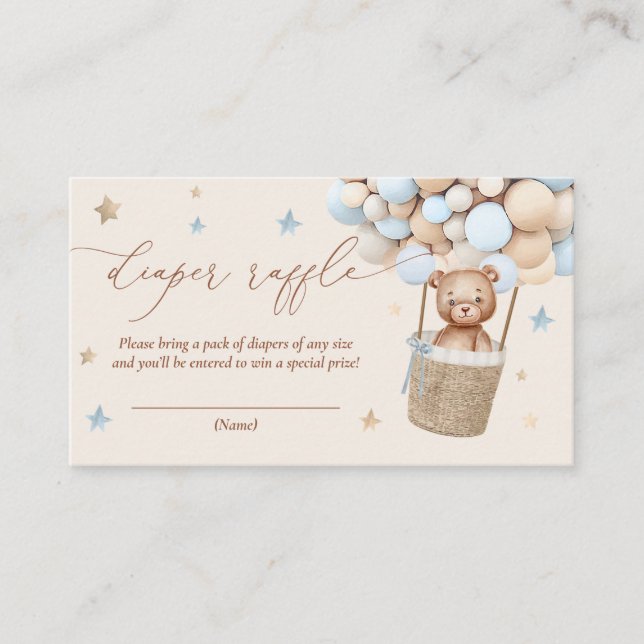 Carte D'accompagnement Lancer de Ballons Ourson Fête de Bébé Tirage au So (Devant)