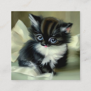 Carte D'accompagnement Langue vintage de Kitten noir et blanc
