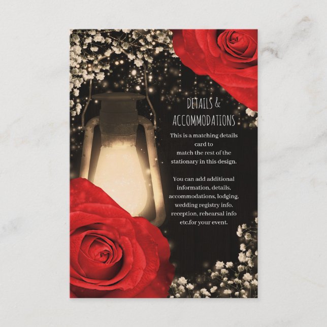 Carte D'accompagnement Lanterne Rustique aux Roses Rouge Éclatant pour Ma (Devant)