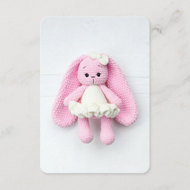 Carte D'accompagnement Lapin au crochet rose – Esthétique douce et faite  (Devant)