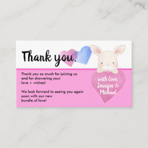 Carte D'accompagnement Lapin bébé lapin coeur simple rose Merci
