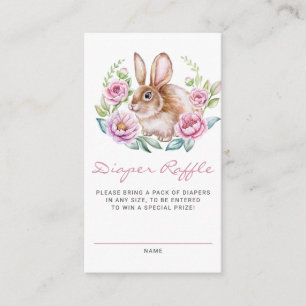 Carte D'accompagnement Lapin et Fleurs roses Baby shower Déchets Raffle