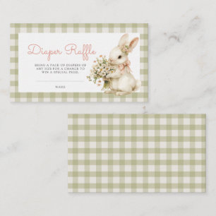 Carte D'accompagnement Lapin Green En vichy Baby shower Déchets Raffle