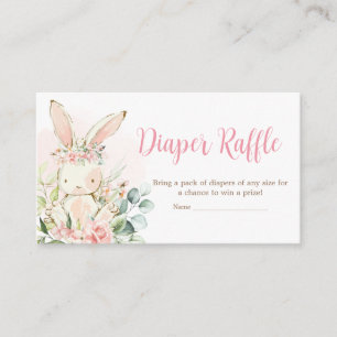 Carte D'accompagnement Lapin Lapin Rose Flore Baby shower Déchets Raffin