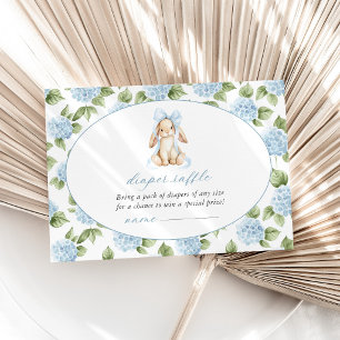 Carte D'accompagnement Lapin Mignon, Nœud Bleu, Fleurs Bleues, Tirage au