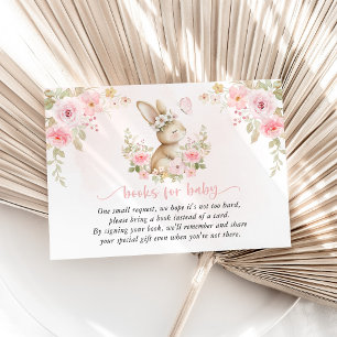Carte D'accompagnement Lapin, Papillon, Fleurs Roses, Livres Pour Bébé