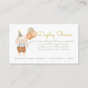 Carte D'accompagnement Lapin rose avec Balons Affichage Douche