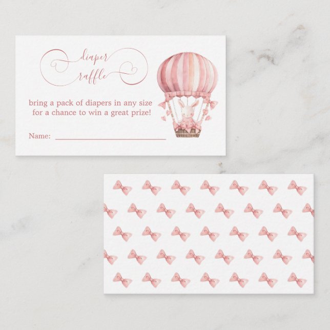 Carte D'accompagnement Lapin rose doux dans le chapeau de ballons (Devant / Derrière)