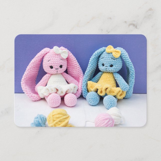 Carte D'accompagnement Lapins au crochet faits main – Douces amies de la  (Devant)