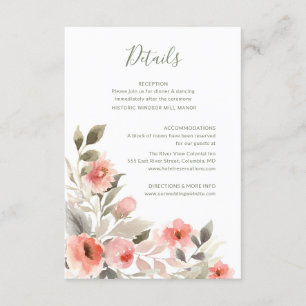 Carte D'accompagnement L'aquarelle de détails de mariage rougissent
