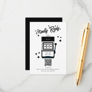 Carte D'accompagnement Las Vegas Casino Destination Mariage Noir Blanc