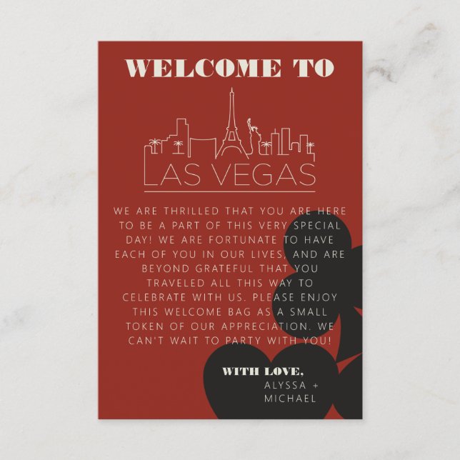 Carte D'accompagnement Las Vegas Casino Skyline Mariage Welcome Bag Card (Devant)