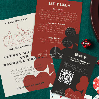 Carte D'accompagnement Las Vegas Casino Skyline Wedding RSVP QR Code