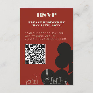 Carte D'accompagnement Las Vegas Casino Skyline Wedding RSVP QR Code