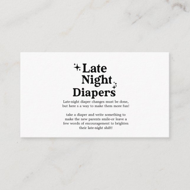 Carte D'accompagnement Late Night Diapers Sign, Diaper Thoughts Sign, (Devant)