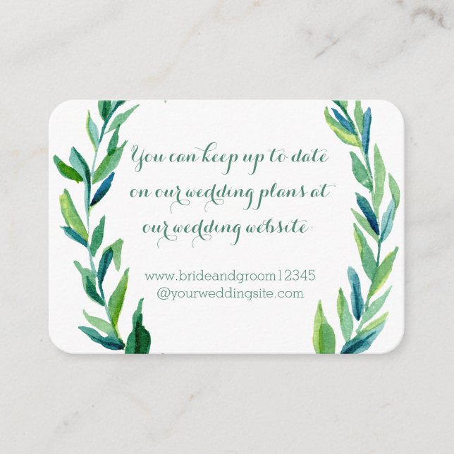 Carte D'accompagnement Laurel Olive Leaf Wreath Mariage Website Cards (Devant)