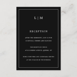 Carte D'accompagnement Lauren Black Monogramme Mariage élégant