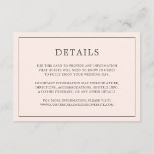 Carte D'accompagnement Lauren Blush Pink Monogramme Mariage élégant