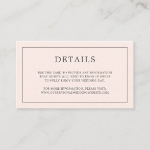 Carte D'accompagnement Lauren Blush Pink Monogramme Mariage élégant