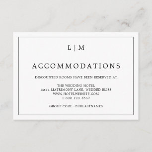 Carte D'accompagnement Lauren Noir et Blanc Monogramme Mariage élégant