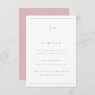 Carte D'accompagnement Lauren Pink Monogramme Mariage élégant