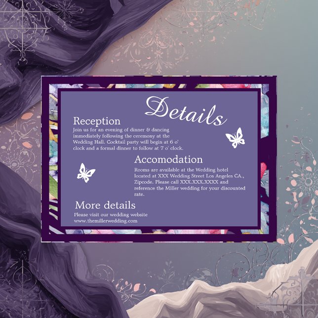 Carte D'accompagnement lavande aquarelle fleur sauvage verdure feuillage (Créateur téléchargé)