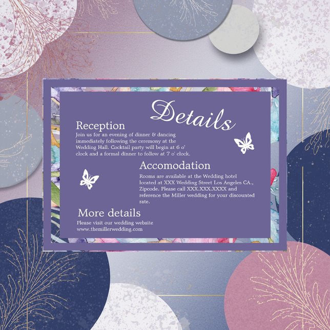 Carte D'accompagnement lavande aquarelle fleur sauvage verdure feuillage (Créateur téléchargé)