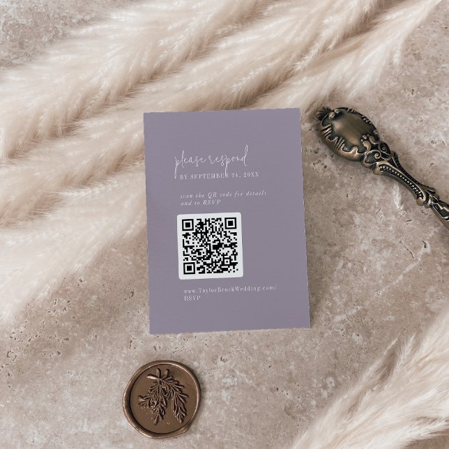 Carte D'accompagnement Lavande chic moderne violet code QR RSVP (Créateur téléchargé)