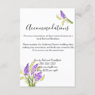 Carte D'accompagnement Lavande d'aquarelle et fleurs vertes