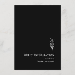 Carte D'accompagnement Lavande florale Moderne minimaliste noir et blanc