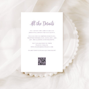 Carte D'accompagnement Lavande Royale et Blanc   Code QR des détails du m