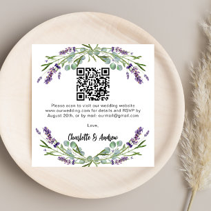 Carte D'accompagnement Lavande verdure QR code mariage RSVP