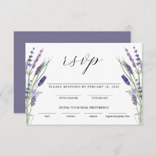 Carte D'accompagnement Lavande verte Lilac Purple Lila Wedding RSVP