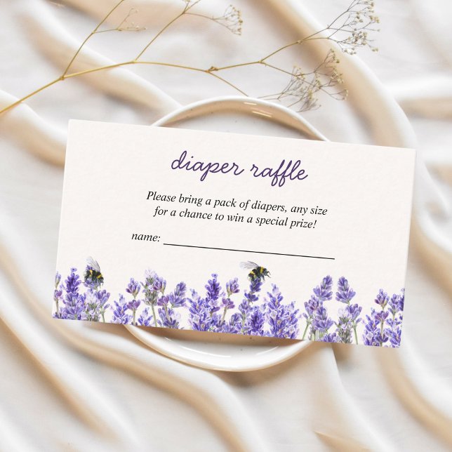 Carte D'accompagnement Lavender Bee Spring Baby shower Déchets Raffle (new chapter begins, lavender, bee, diaper raffle baby shower)