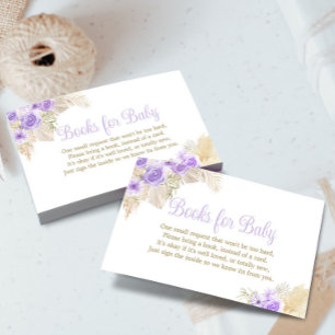 Carte D'accompagnement Lavender Boho Pampas Girl Shower Books Request
