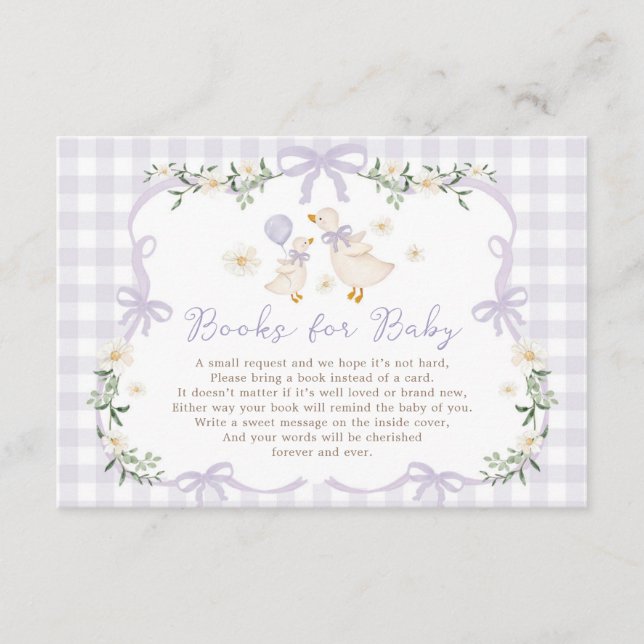 Carte D'accompagnement Lavender Bow Silly Goose Books for Baby (Devant)